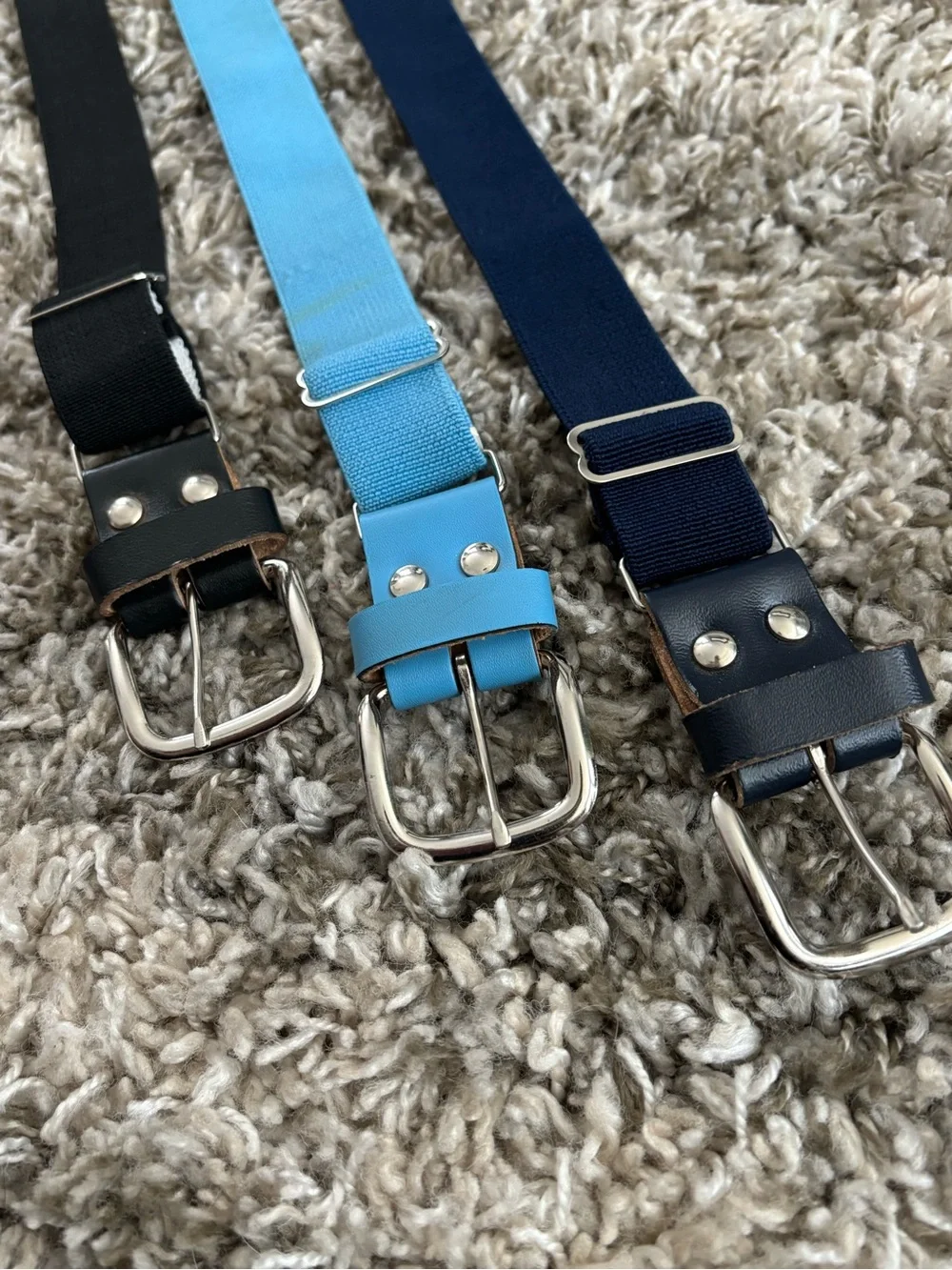 Wilson Men’s Elastic Web Belt — Black, Navy & Light Blue (you get ALL three!)